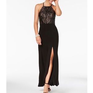 Night Way Black Embellished Sequin Sparkle Sleeveless Strappy Open Back Gown